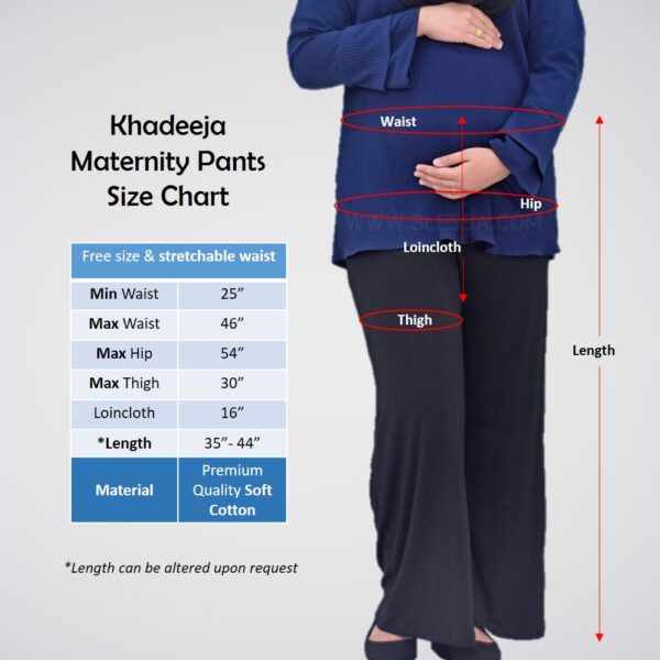 Khadeeja Maternity Pants Size Chart