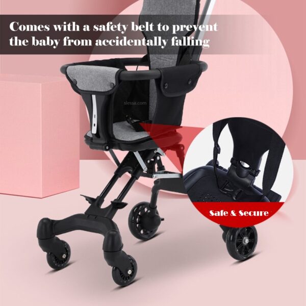 2 Way Facing Stroller With Cushion Safety Belt