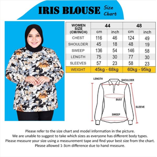 Iris 2.0 Maternity & Plus Size Blouse Size Chart